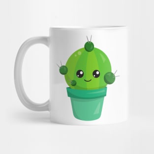 Cute Cactus, Kawaii Cactus, Green Cactus, Pot Mug